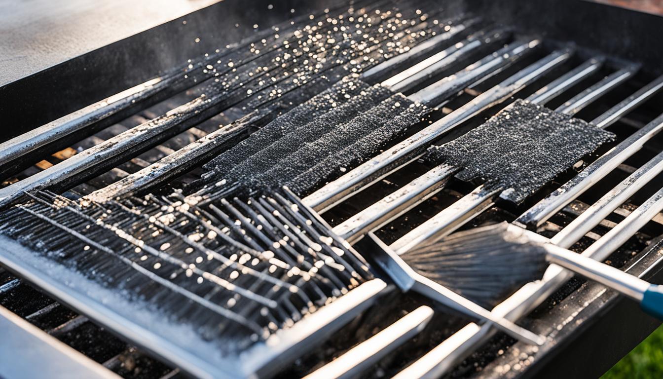 how do you clean gas grill grates Imagine it's a perfect summer evening, and the smell of grilled food fills the air. You're excited to use your gas grill. But when you open the lid, you see dirty, grimy grates. Don't let this stop you from enjoying your barbecue! Let's learn how to keep your grill clean and ready for use. Whether you grill every day or just on weekends, keeping your grill clean is important. It ensures delicious meals and a grill that lasts longer. We'll look at the best ways to care for your grill, making your neighbors jealous of your outdoor cooking skills. Key Takeaways Regular cleaning after each use prevents rust and extends grill life Deep clean grates every 4-6 months for weekly use, annually for occasional use Different grate materials require specific cleaning methods Avoid wire brushes; opt for nylon brushes for safety Use natural cleaning solutions like baking soda and vinegar Apply vegetable oil after cleaning to prevent sticking and rusting Annual deep cleaning sessions may require overnight soaking The Importance of Clean Grill Grates Clean grill grates are key for great barbecues. They keep food safe, taste better, and make your grill last longer. Let's see why keeping grates clean is important for your grilling. Impact on Food Safety Dirty grates can be dangerous. They can hold harmful bacteria that make you sick. Clean your grates every five to seven cooks to grill safely. Effect on Flavor and Cooking Performance Clean grates stop flavors from mixing between foods and help heat spread evenly. Use barbecue grate brushes after each use. This keeps your grilling better and your food tasting great. Extending Grill Lifespan Cleaning often stops your grill from rusting and corroding. Clean it monthly with special products for a deep clean. This keeps your grill working well, saving you money over time. Grate Material Cleaning Frequency Recommended Cleaning Method Porcelain After each use Soft brush, hot soapy water Cast Iron After each use Wire brush, oil after cleaning Stainless Steel Every 5-7 uses Stainless steel brush, vinegar solution Remember, taking care of your grill is crucial for safe and tasty outdoor meals. Add these tips to your routine for the best grilling. Understanding Different Types of Grill Grates Grilling fans know the right grate type can change your cooking game. Let's dive into the three main types: cast iron, porcelain-coated, and stainless steel grates. Cast iron grates are known for holding heat well. They need to be seasoned to stop rusting and can last a long time with the right care. Porcelain-coated grates are easy to clean and spread heat evenly. Stainless steel grates are tough and don't rust easily. Each grate type has its own cleaning needs. Don't use dish soap on cast iron grates often, as it can remove the seasoning. Be gentle when cleaning porcelain-coated grates to avoid chipping. Stainless steel grates can take a bit more cleaning but might change color over time. Grate Type Heat Retention Cleaning Ease Durability Cast Iron Excellent Moderate High Porcelain-Coated Good Easy Moderate Stainless Steel Good Moderate High Knowing your grate type helps you pick the best cleaning method and care routine. This ensures your grill works well and lasts longer. Clean grates not only make your grilling better but also make your grill last longer. Essential Tools for Cleaning Gas Grill Grates Keeping your gas grill grates clean is key for tasty food and a long-lasting grill. Let's look at the top grill cleaning tools and natural cleaners to make upkeep easy. Grill Brushes and Scrapers Grill brushes fight against grime. Pick brass or nylon bristles for a gentle yet effective clean. Scrapers remove tough residue without harming your grates. Remember, the right tool matters - use a brass brush on porcelain-coated grates to prevent scratches. Cleaning Solutions and Natural Alternatives Commercial cleaners are great, but natural options work well too. Try a mix of vinegar and baking soda for a green solution. This combo cuts through burnt food easily. For a deep clean, soak your grates in this mix overnight. Protective Gear Remember safety when cleaning your grill. Use heat-resistant gloves to protect your hands from heat and harsh chemicals. Safety glasses also shield your eyes from debris and cleaners. Grate Material Recommended Cleaning Tool Cleaning Frequency Stainless Steel Wire brush or aluminum foil After each use Cast Iron Stiff brush, dry and oil after cleaning After each use, season regularly Porcelain Soft-bristled brush or nylon scrubber After each use, avoid metal tools With these key tools, you're set to keep your gas grill grates clean and your food delicious. How Do You Clean Gas Grill Grates: Step-by-Step Guide Keeping your grill grates clean is key for tasty barbecue and a long-lasting grill. This guide will show you how to clean your grill grates. This way, your next cookout will be a hit. Preheating the Grill Begin by turning on your gas grill and heating it for 15 minutes with the hood closed. This step burns off residue, making cleaning easier. For charcoal grills, clean after you remove the briquettes. https://youtube.com/watch?v=hOKhrjt9JLs Scrubbing Techniques After it cools a bit, it's time to clean your gas grill grates. Use a long-handled brush without bristles or a stiff nylon brush. For tough grime, spray Dawn® Platinum Powerwash Dish Spray and wait 5-10 minutes. Then, scrub gently to protect the grate. Rinsing and Drying Rinse the grates well with water. Dry them with a paper towel or cloth. Make sure they are completely dry to prevent rust and get them ready for your next grilling. Clean stainless steel grates after each use Use baking soda, water, and soap for porcelain-coated grates Clean cast iron grates with high heat and brushing Replace grates if they rust through or pit Regular cleaning saves time and effort. Deep clean every 4-6 months if you grill often, or once a year if you grill less. These tips will keep your grill in great shape for many years. Deep Cleaning Methods for Stubborn Residue Dealing with stubborn grill residue can be tough. To deep clean your grill and remove tough buildup, try these effective methods. For heavy grease, soak the grates in hot, soapy water or a vinegar-baking soda mix. This loosens grime, making scrubbing easier. A powerful grill degreaser can tackle severe buildup. Apply it generously, let it sit for 40 minutes, then scrub away. For a natural approach, create a spray using equal parts water and white vinegar. This eco-friendly solution works wonders on stubborn residue. Remember to rinse thoroughly after using any cleaning solution. This prevents chemical residue from affecting your food's taste. For optimal results, deep clean your grill every 4-6 months if you use it frequently, or at least once a year for occasional grillers. "Regular cleaning helps prevent rust, minimizes grime build-up, and maintains the grill in pristine condition." To maintain your grill between deep cleans, scrub the grates after each use. This simple habit prevents food particles from becoming stubborn residue. By following these tips, you'll keep your grill in top shape, ensuring delicious meals every time you fire it up. Maintaining Cast Iron Grill Grates Cast iron grill grates are known for their excellent heat retention and long-lasting nature. They can handle high temperatures, making them ideal for grilling. However, they require special care to keep them in great condition. Let's look at how to take care of these grates. Seasoning Process Seasoning your grill grates is crucial for cast iron care. Begin by washing the grates with warm water and drying them well. Then, apply a thin layer of vegetable oil, grapeseed oil, or bacon fat. Heat the grill to 400°F and let the grates season for 40 minutes. Do this 2-3 times before your first use to create a non-stick surface. Rust Prevention To stop grill rust, clean your grates after every use with a brush or scraper. Some people use half an onion for cleaning. After cleaning, apply oil to the grates. When storing, coat the grates in oil, wrap them in plastic, and cover the grill to keep out moisture. Special Cleaning Considerations Regular upkeep is key, but deep cleaning is needed once a year. Mix 2 cups of vinegar with 1 cup of baking soda, soak the grates overnight in a sealed bag, then rinse and scrub off any food. Dry them well to prevent rust. Some suggest using mild soap for this clean, but always re-season afterward. Cleaning Method Frequency Steps Regular Cleaning After each use Scrape, brush with oil Deep Cleaning Annually Soak in vinegar/baking soda, scrub, dry, re-season Soap Cleaning As needed Wash with mild soap, dry thoroughly, re-season Cleaning and Care for Porcelain-Coated Grates Porcelain grill grates are great for keeping heat in and resisting rust. They need to be cleaned carefully to stay in good shape. It's important to use non-abrasive cleaners to keep them working well. When cleaning porcelain grill grates, don't use metal or wire brushes. Instead, go for soft bristle or nylon brushes. This gentle cleaning method stops the porcelain from chipping or getting scratched, which could lead to rust. For tough grime, try this trick: Heat your grill to 600 degrees, then turn it off. Place a heat-resistant container of water on the grates. Close the lid and let it steam for 30 minutes. Scrub the grates with a silicone sponge to remove buildup. For a deeper clean, mix baking soda, water, and dish soap. Apply it carefully, focusing on tough spots. Rinse well and dry to avoid water spots. Regular, gentle cleaning keeps your porcelain grill grates in top shape. If you see chips or rust, it might be time to replace them. This ensures your grill works well and keeps your food safe. Stainless Steel Grate Maintenance Keeping your stainless steel grill in top shape is key. Clean it after each use to stop carbon buildup and make it last longer. Let's look at the best ways to keep your grates looking great. Preventing Discoloration Clean your grates right after grilling to stop discoloration. Heat your grill to 500°F for 10-15 minutes before cleaning. This makes it easier to remove tough stains. Dealing with Tough Stains For hard stains, try the tinfoil trick. Put foil over the grates and heat to 500°F. This loosens the stains well. For really tough stains, soak the grates in hot water and scrub gently. Polishing Techniques To make your grill grates shine, mix water and white vinegar as a cleaner. Don't use harsh chemicals that can harm the steel. Remember, a patina on your grids is normal and protects against rust. Cleaning Frequency Method Benefits After each use Brush and preheat Prevents buildup Every 4-6 months Deep clean Removes tough stains As needed Polish with vinegar solution Restores shine Follow these tips to keep your stainless steel grates clean, working well, and looking good for many years. Preventive Measures for Easier Cleaning Keeping your gas grill clean is easy with a few simple tips. By following some maintenance advice, you can avoid buildup and make cleaning simple. Always brush the grates while they're warm after each use. This removes food bits before they stick, making cleaning easier later. Apply a thin layer of cooking oil to the grates before grilling to prevent food from sticking. This not only makes cleaning easy but also adds flavor to your food. Using a drip pan to catch grease and food bits is also a good idea. It keeps the grill bottom clean and reduces flare-ups during cooking. Remember to cover your grill when it's not in use. This protects it from rain, dust, and other elements that can cause rust and damage. A covered grill can last for years, with some grills working well even after six years. By following these tips, you'll spend less time cleaning and more time enjoying your grilled meals. FAQ Why is it important to clean gas grill grates? Cleaning grill grates is key for food safety and to keep flavors fresh. It also helps with even heat and makes your grill last longer. Regular cleaning stops grease and food bits from building up, which can change the taste and cooking performance. It also prevents dangerous flare-ups. How do different grill grate materials affect cleaning methods? Grill grates made of different materials need different cleaning ways. Cast iron grates keep heat well but can rust. Porcelain-coated grates should be cleaned carefully to avoid damage. Stainless steel grates are strong and don't rust but might change color. Knowing what your grates are made of helps you clean them right. What tools are needed for cleaning gas grill grates? You'll need grill brushes, scrapers, and gloves to clean gas grill grates. You can use commercial cleaners or natural options like baking soda and vinegar. How do you clean gas grill grates regularly? Start by heating the grill for 15 minutes to burn off any leftover food. Let the grates cool a bit, then scrub them with a brush or scraper. Clean grates after each use with the right brush for the material. Rinse well and dry to stop rust. How do you remove stubborn residue from gas grill grates? For hard-to-clean grime, soak the grates in hot, soapy water or a vinegar and baking soda mix. Use a degreaser for big messes, letting it work for about 40 minutes before cleaning. Or, try a mix of water and white vinegar in a spray bottle for a natural way. Always rinse well after cleaning. How do you maintain cast iron grill grates? Cast iron grates need regular oiling to stop rust. Clean them after each use with high heat and a brush. To season, apply a thin layer of oil and heat for 10-15 minutes. For rust, use vegetable oil. Don't soak them in water, as it causes rust. How do you clean porcelain-coated grill grates? Porcelain-coated grates should be cleaned gently to avoid damage. Use soft cleaners and brushes. A mix of baking soda, water, and dish soap works well. Stay away from metal scrapers or wire brushes. Regular, gentle cleaning keeps the porcelain looking good. How do you maintain stainless steel grill grates? Stainless steel grates are tough but can change color. Clean them often with a brush after each use. For a deep clean, use aluminum foil to focus heat and burn off food. For tough spots, try vinegar and baking soda. Polish them now and then to keep them shiny. What preventive measures can be taken for easier gas grill grate cleaning? Brush grates after each use when they're still warm. Apply a thin layer of oil before grilling to prevent food from sticking. Use a drip pan to catch grease and food bits. Cover your grill when not in use to protect it from the elements. Regular care means less deep cleaning and a longer-lasting grill.